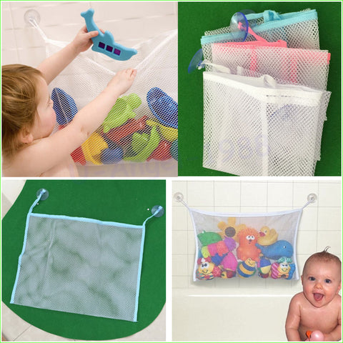1pcs High Quality Baby Bathroom Mesh Bag Children playing in the water bath toy pouch Net Suction Cup Baskets