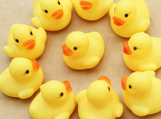 Hot  Baby toy Cute Small One Dozen (12) Bath toys shower water floating squeaky yellow rubber ducks baby toys water toys