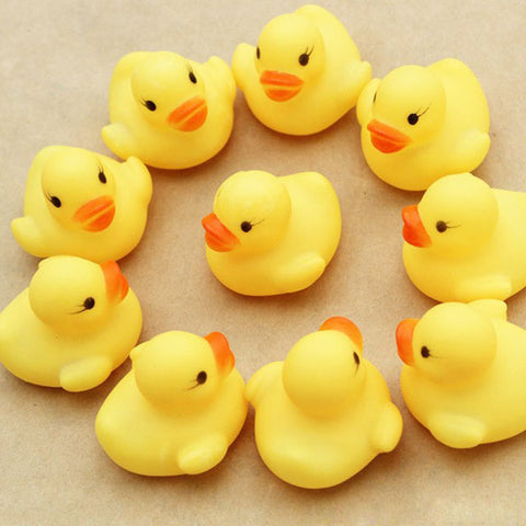 Hot  Baby toy Cute Small One Dozen (12) Bath toys shower water floating squeaky yellow rubber ducks baby toys water toys