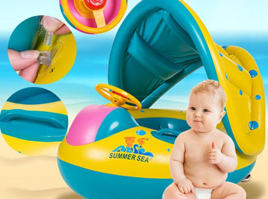 Removable Swim Ring Sunshade On Holiday Floating Bath Toys Summer Kids Children Seat Inflatable Swimming Boat Toys