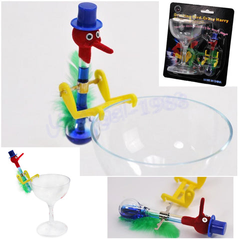1pcs Red blue Novelty Retro Glass Beautiful Design Happy Mini Drinking Bird Kids Festive Gift Toy Free Shipping