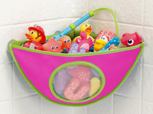 Kids Bath Toys Storage Bag With Suction Cup Children Bathroom Waterproof Bathing Toys Collection Organizer Hanging Wall Bag