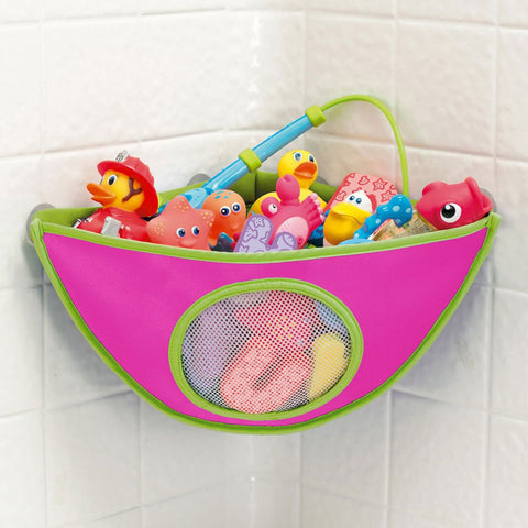 Kids Bath Toys Storage Bag With Suction Cup Children Bathroom Waterproof Bathing Toys Collection Organizer Hanging Wall Bag